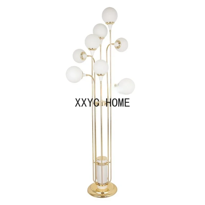 

zq New Classical Multi-Head Glass Ball Creative Decoration Model Room Engineering Personality Floor Lamp