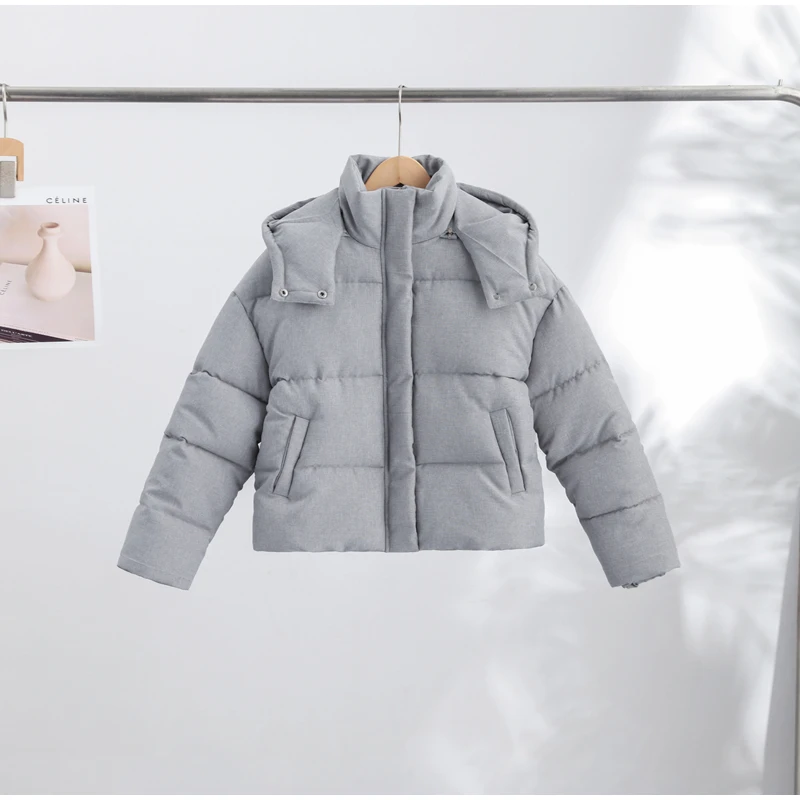 Hooded Stand Collar Fitted Puffer Coat Zip‑Up Oversized 2026 Winter Women Warm Padded Jacket Glam Causal Lady Cotton‑Padded Coat
