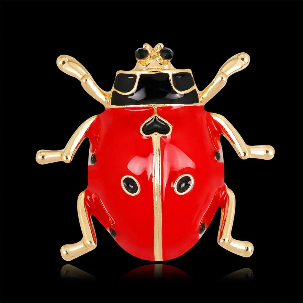 Beautiful enamel ladybug brooch, collar lapel pin, women accessories