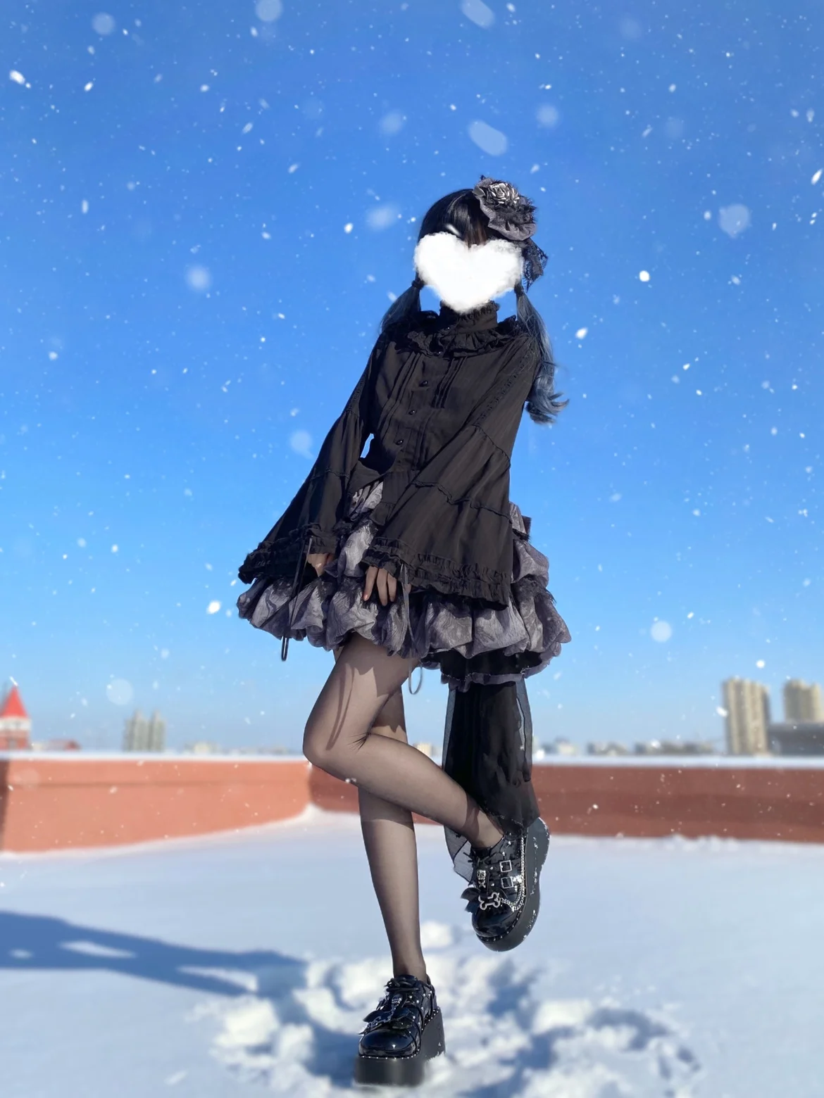 SOIOMES Original Lolita Dress with Stand Up Collar and Long Sleeved Shirt Paired with A Gothic Punk Style Song Jacket for Women