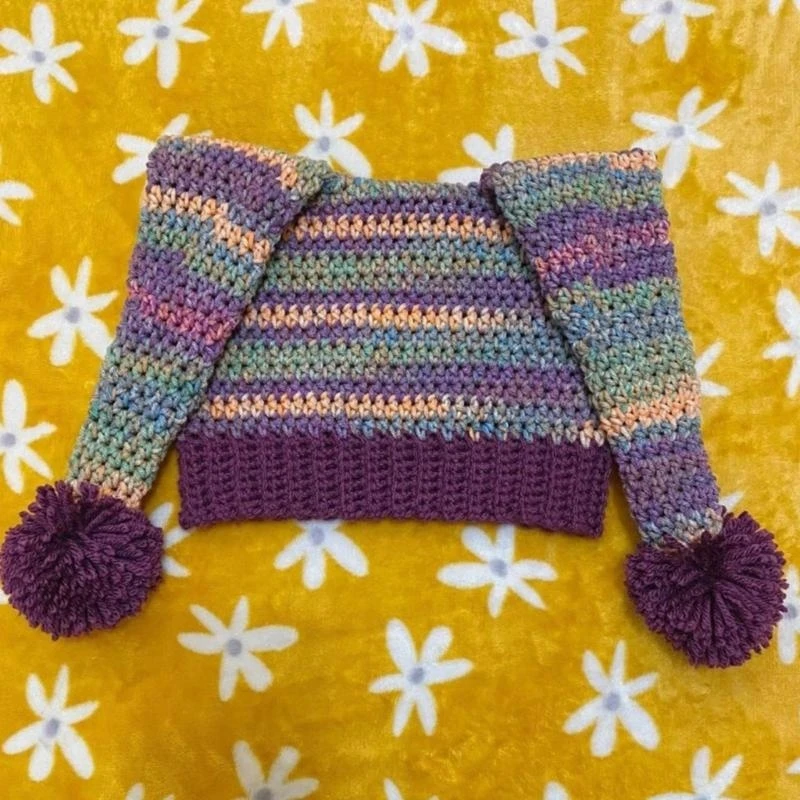 652f 여성을위한 따뜻한 니트 비니 모자 Y2K 광대 모자 코켓 모직 털실 여자 모자 여성 모자 십대 사랑스러운 헤드웨어