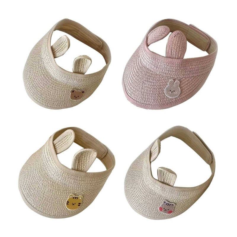 

Cute Rabbit Ears Baby Hat Wide Brim Hats Straw Visor Summer Beach- Hat Lightweight Cap Hat for Kids Baby Toddler