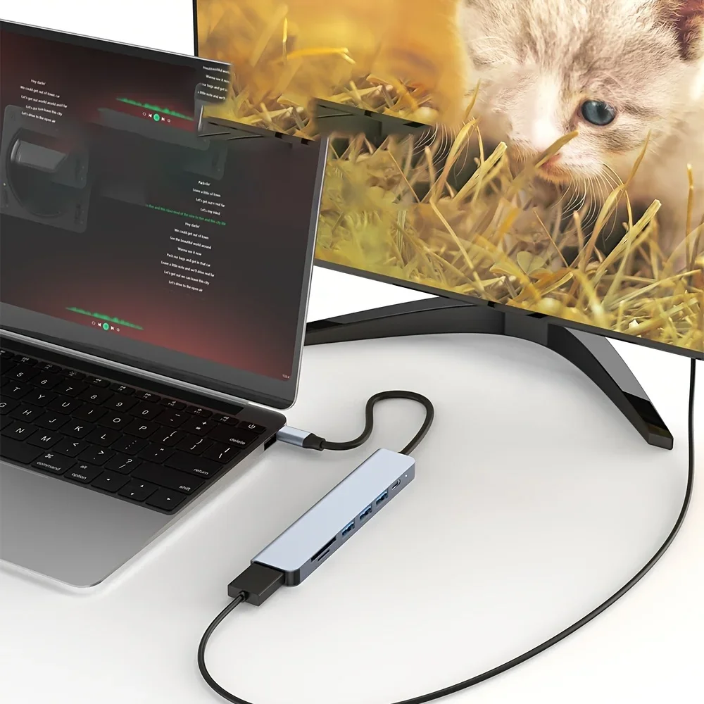 USB C Hub to 4K HDMI-Compatible PD Fast Charge USB 3.0 2.0 HUB Type C Charging Docking for MacBook iPad Samsung7 in 1 