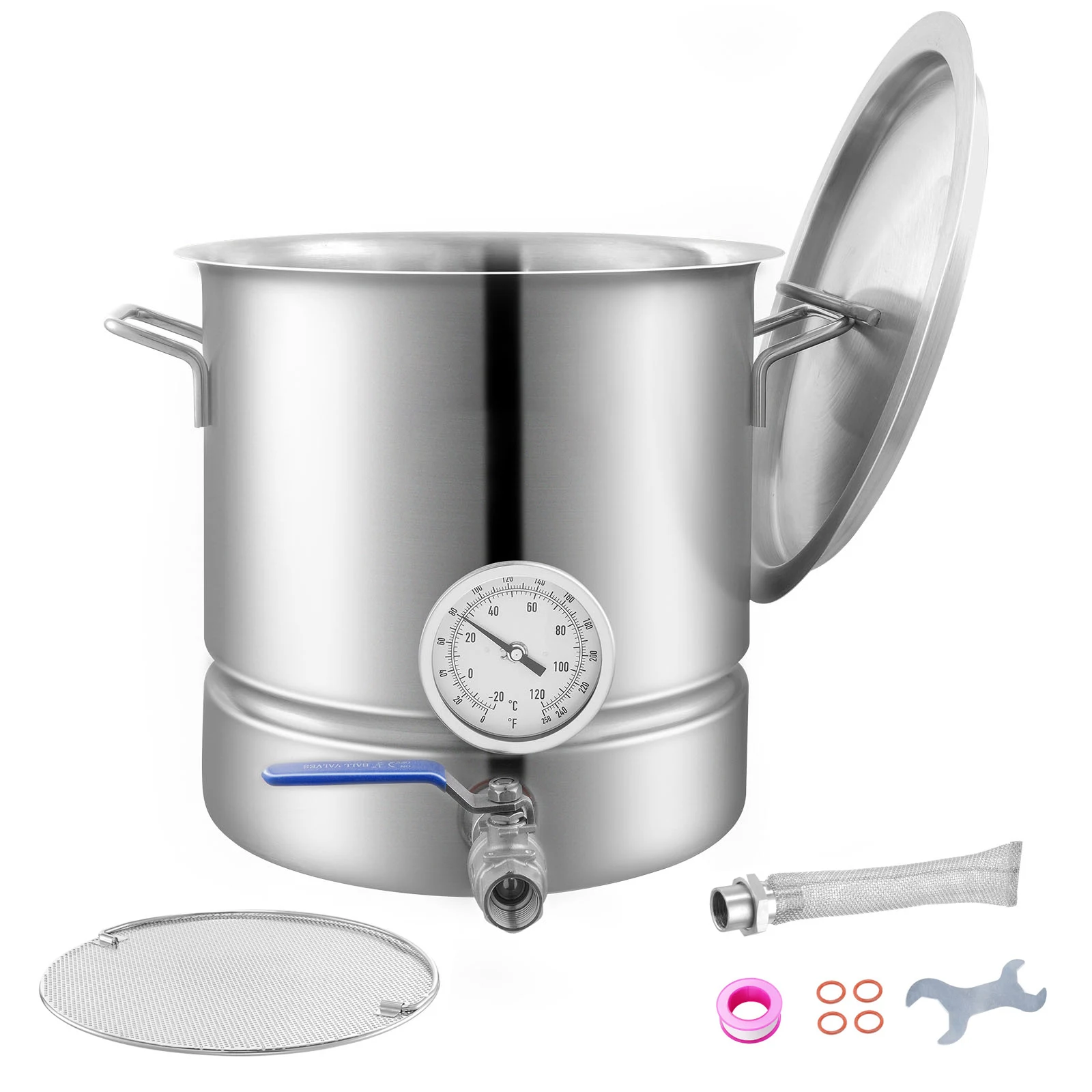 Olla de Acero Inoxidable SucceBuy de 5 Galones para Elaboración de Cerveza, con Fondo Triple, para Cervecería Casera, Incluye Tapa