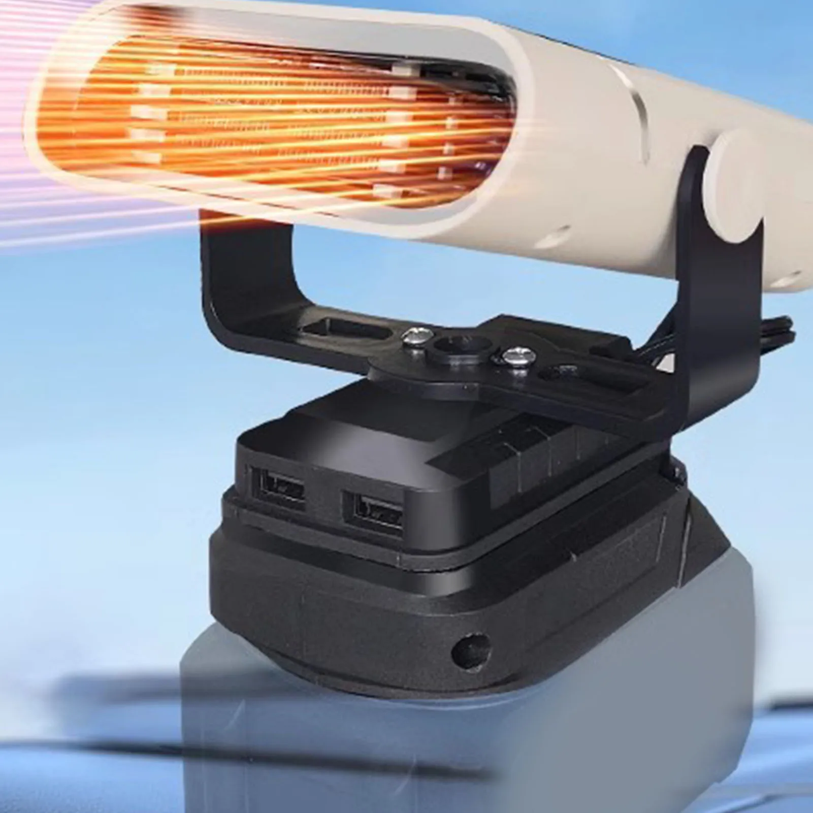 سخان مساحة صغيرة يعمل بالبطارية 360 درجة قابل للدوران 160 درجة إمالة قابل للتعديل 2 تروس سخان سيارة مزيل الصقيع مزيل الضباب #1