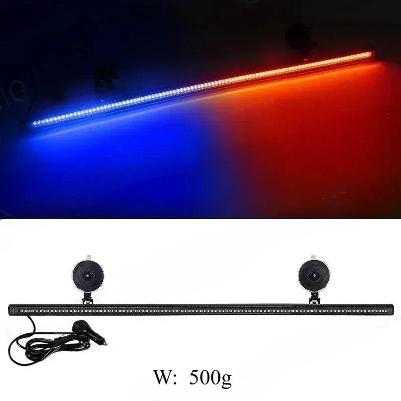 Emergency LED Strobe Light Bar with 3030 Beads Red Blue Amber White Green Flash Warning Lamp For Car Windshield 12/24V