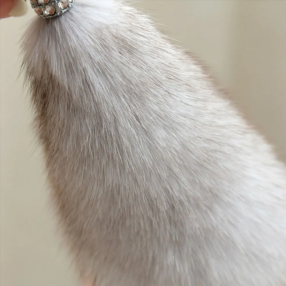 Fox Fur Fox Fur Tail Keychain Lobster Clasp Multicolor Fluffy Bag Charm Tail Shape Fluffy Texture Fur Keychain Pendant
