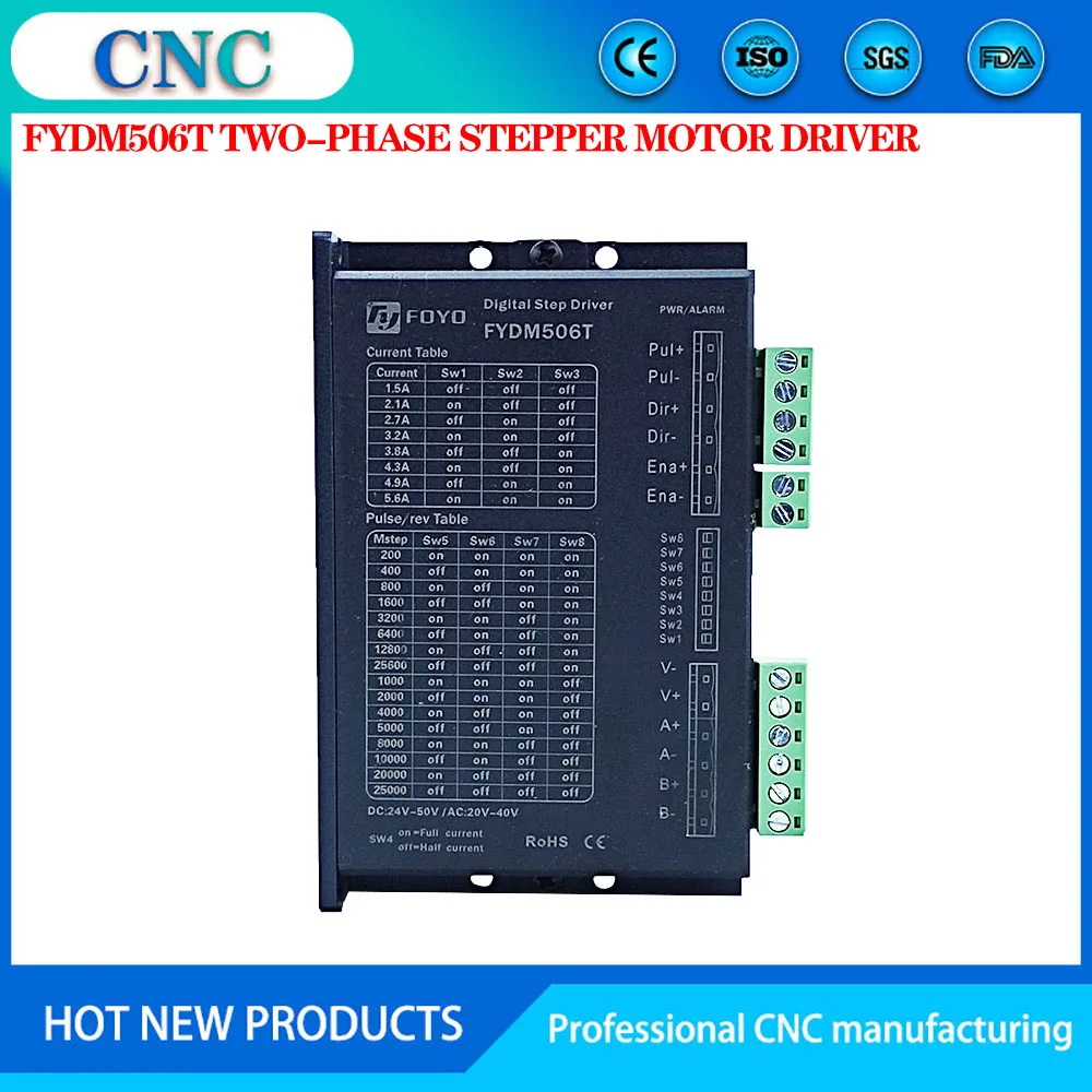 

cnc two-phase stepper motor driver NEMA23/34 stepper motor controller DC24V-50V FYDM506T