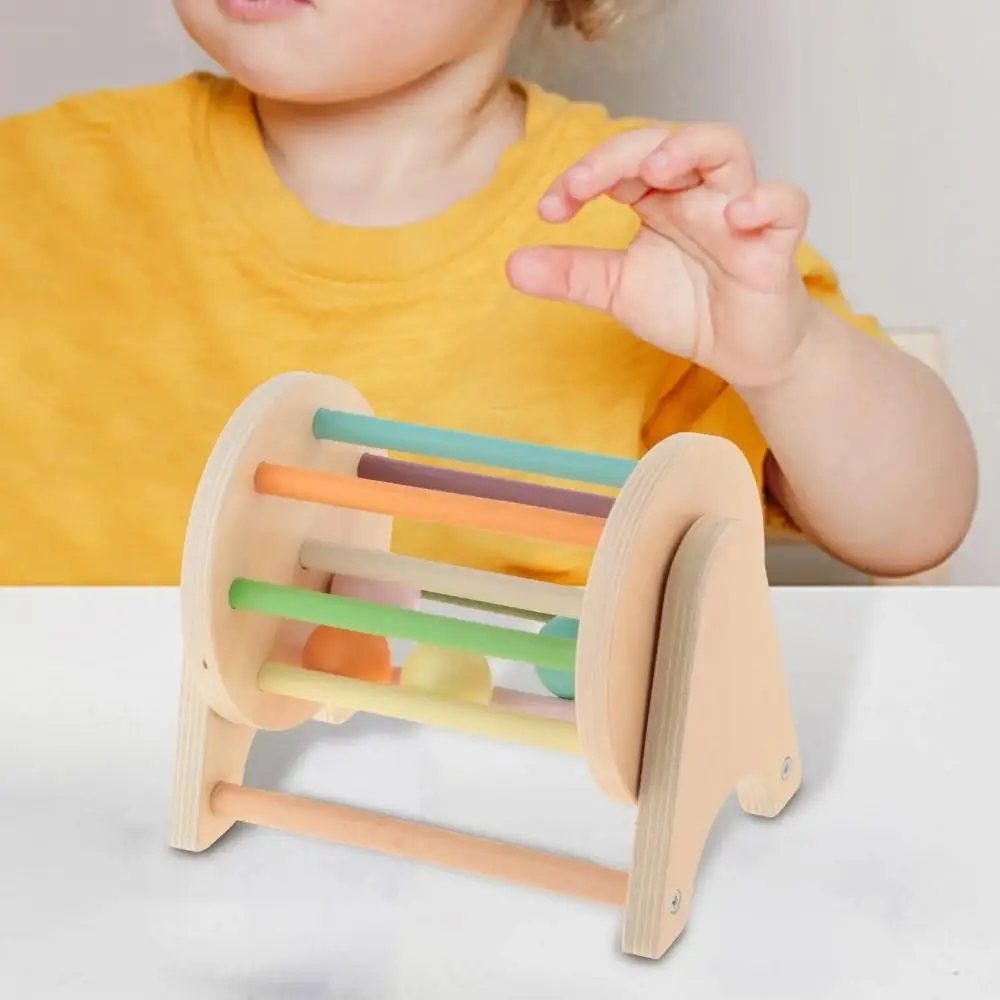 Tambor giratório de arco-íris de madeira montessori, bola cognitiva em forma de cor, brinquedo infantil multifuncional, educação precoce