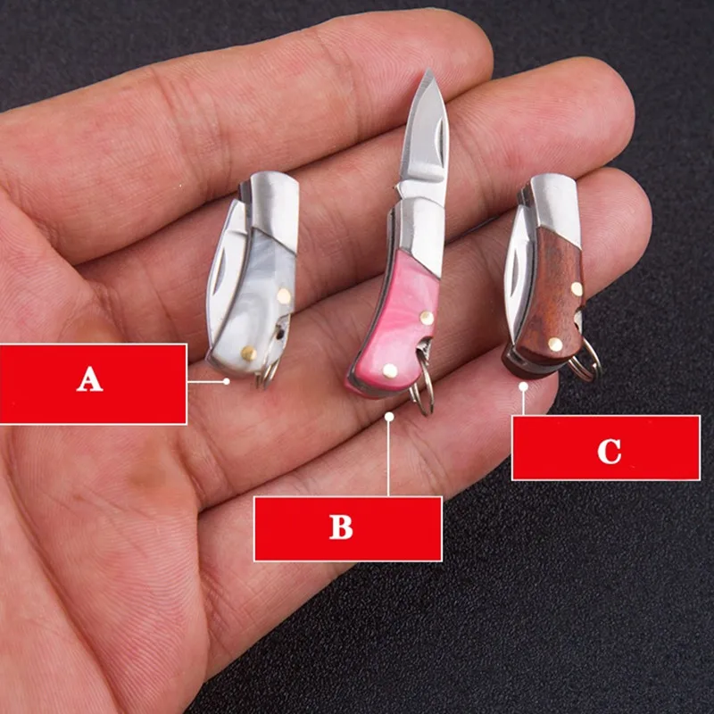 Mini Folding Knife Open Express Box Cutter Outdoor Portable Knife Small Knife Exquisite Key Chain Stainless Steel Fruit Knife