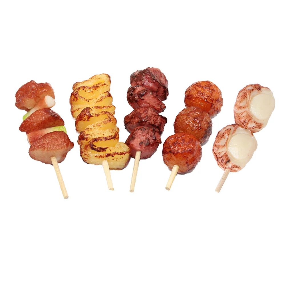 5 Pcs Simulation Barbecue Skewers Kids Grill Playset Toys Fake Meat Mini Foods Realistic Pvc Child