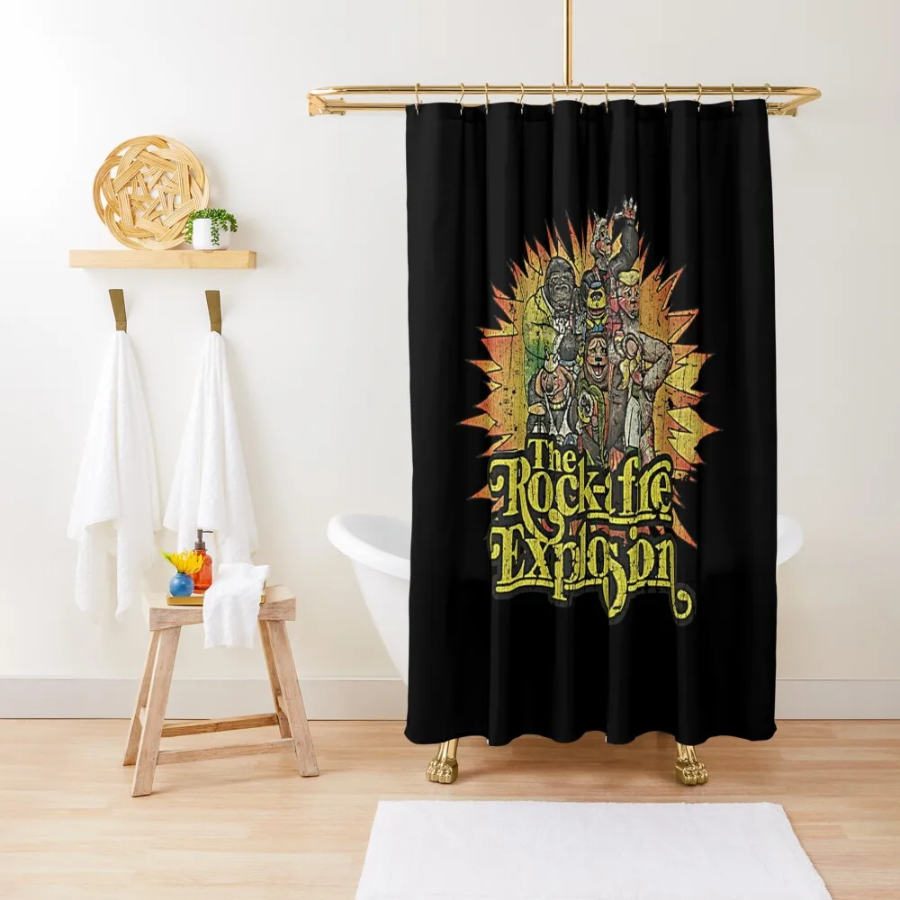 

Rock a fire Explosion T-Shirt Shower Curtain Bathroom Accessorys Waterproof Bath And Anti-Mold Shower For Bathroom Set Curtain