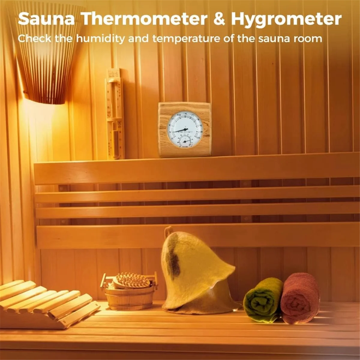 Wooden Sauna Hygrothermograph,Sauna Thermometer and Hygrometer,Indoor Humidity Temperature Measurement Sauna Room