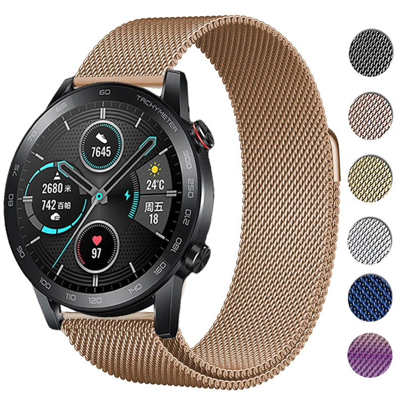 Ремешок Магнитный из нержавеющей стали для Huawei Honor Magic Watch 2 46 мм 42 мм, браслет для Huawei Watch GT 3 2 Pro 42 мм 46 мм