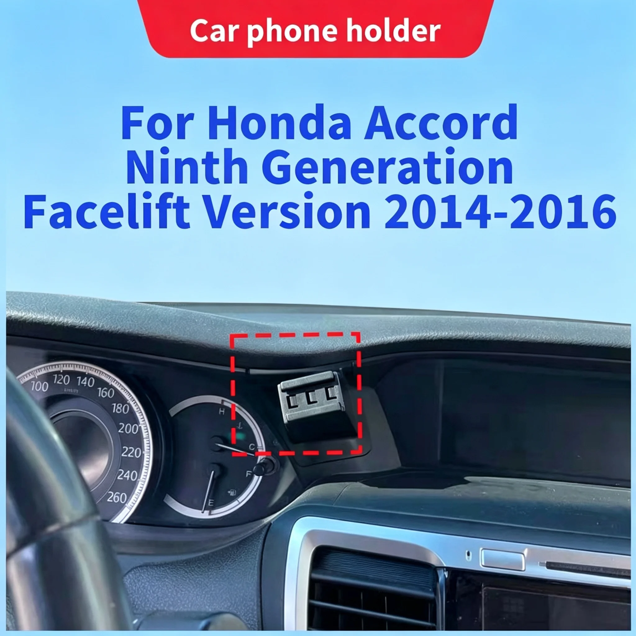 

Car Phone Holder And Mount Base For Honda Accord Ninth Generation Facelift Version 2014-2016, Will Not Obstruct Driver's View