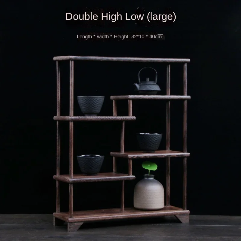 Wenge Wood Tabletop Teapot Tea Set Shelf Chinese Duobaoge Base Bonsai Bracket Kitchen