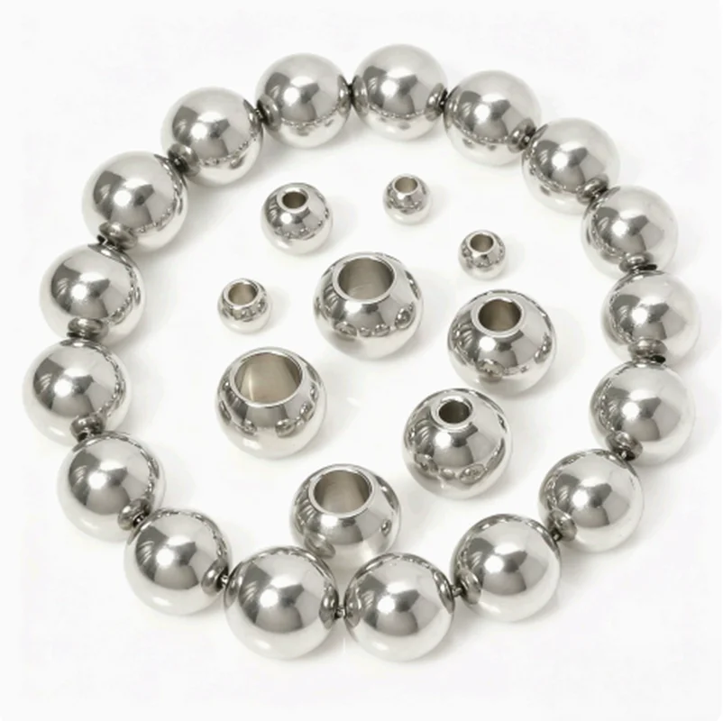 2-30Pcs Silver Color Stainless Steel Ball Through-Hole Beads OD 3mm-12.7mm Used for DIY Perforation Making Drilling Steel Ball