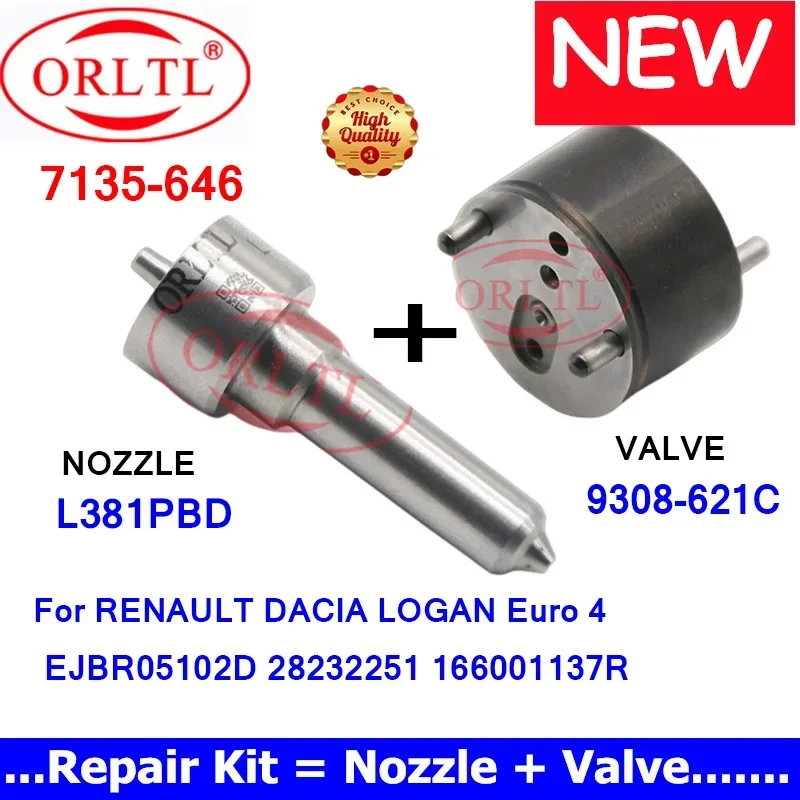 

REPAIR KITS 7135-646 FOR Diesel DACIA RENAULT 28232251 166001137R EJBR05102D Euro 4 INJECTOR NOZZLE L381PBD VALVE 9308-621C