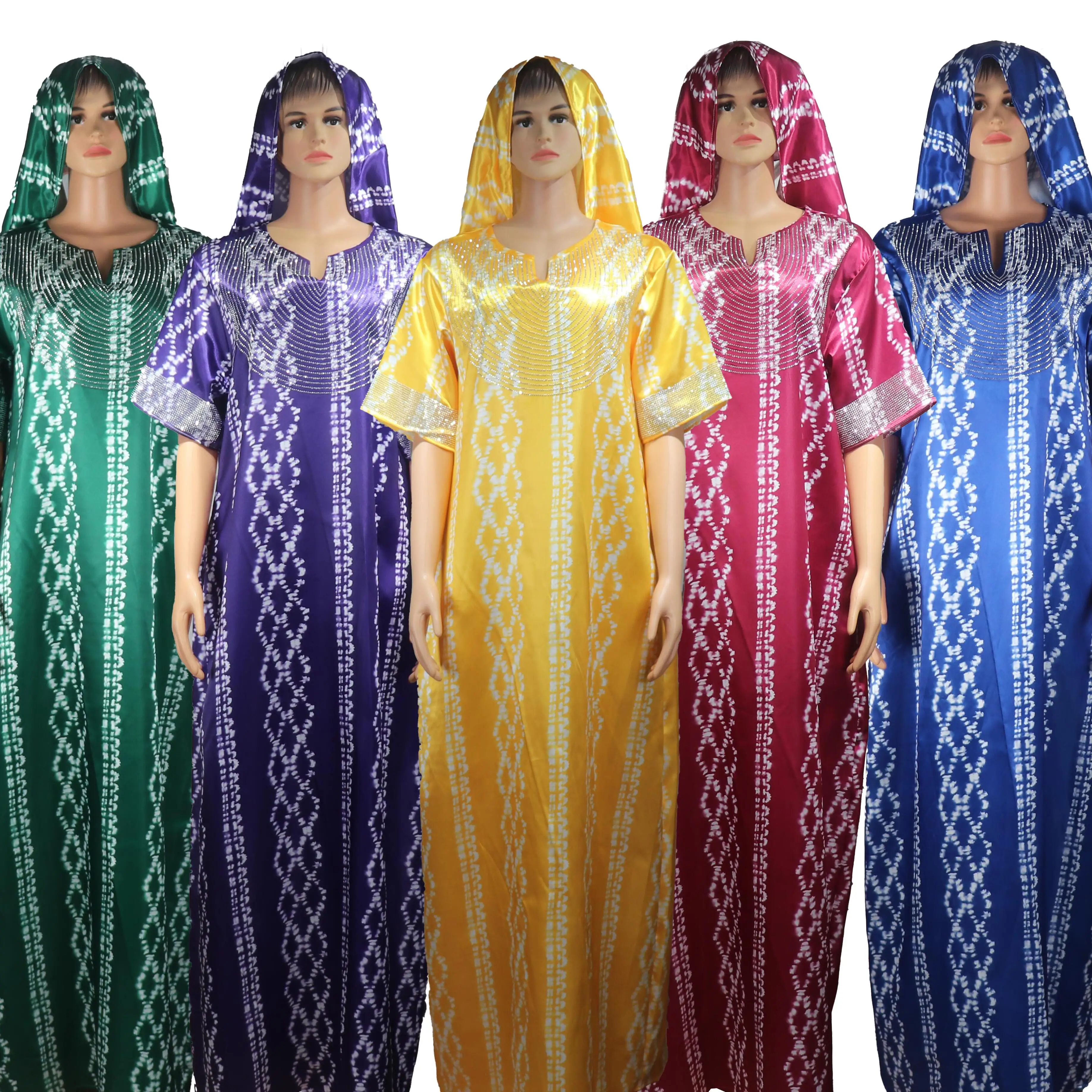 

New Arrival African clothing for women The rayon fabric african print dresses for women Rhinestone attach hijab women clothing