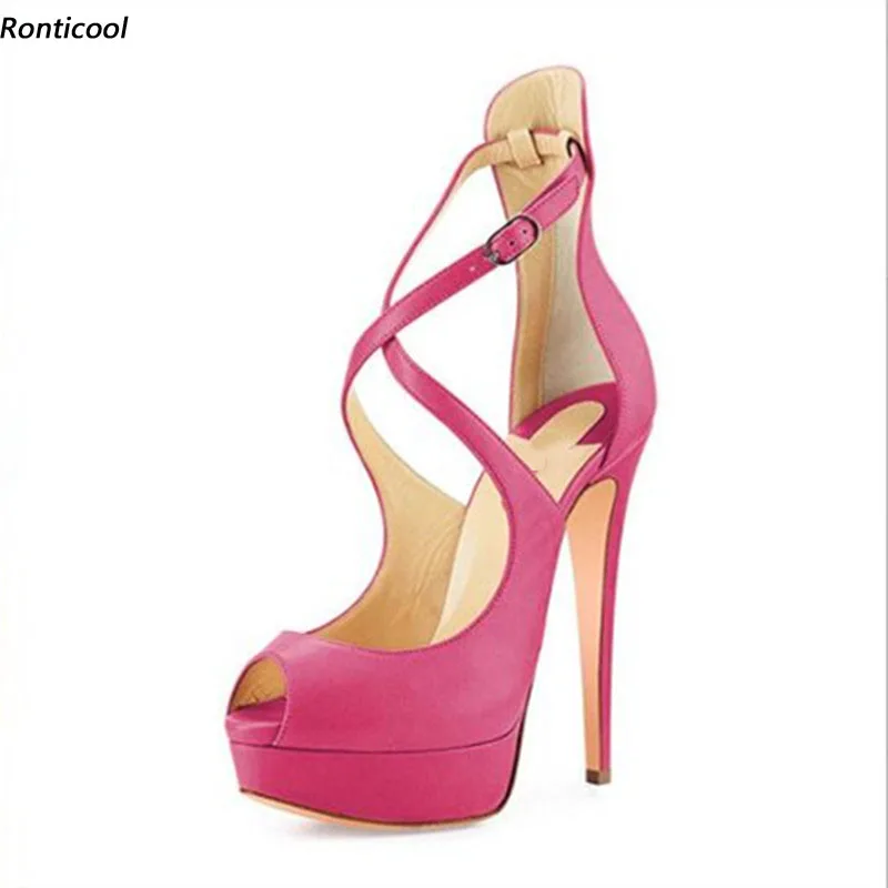 

Ronticool Handmade Women Platform Classic Sandals Sexy Stiletto High Heels Open Toe Gorgeous 8 Colors Party Shoes Size 35 47 52