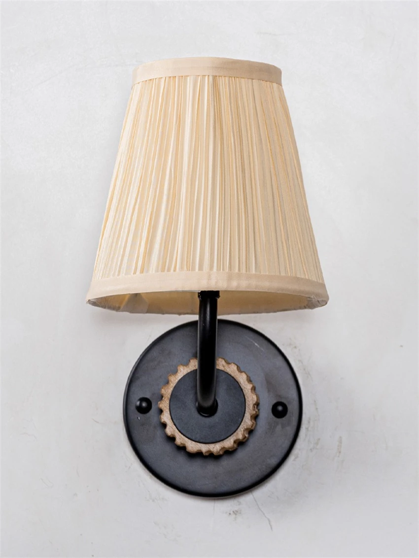 American metal cloth cover vintage wall lamps French art bedroom bedside lamp study decorative