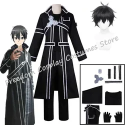 Anime Sword Art Online Costume Kazuto Kirigaya Cosplay Jacket Shirt Pants trench Kirito Uniform Wig Suit Party Outfit for Man