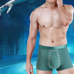 Men's Underwear Massage Particles Mid-waist Fashion Trend Breathable U Convex Four Corner Boxer Shorts