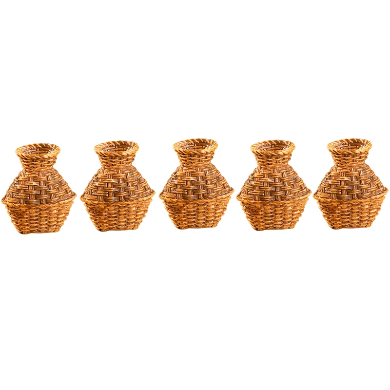 5Pcs/Set Dollhouse Miniature Simulation Fish Basket Basket Chair Table Furniture Model For Doll House Accessories Decoration Toy