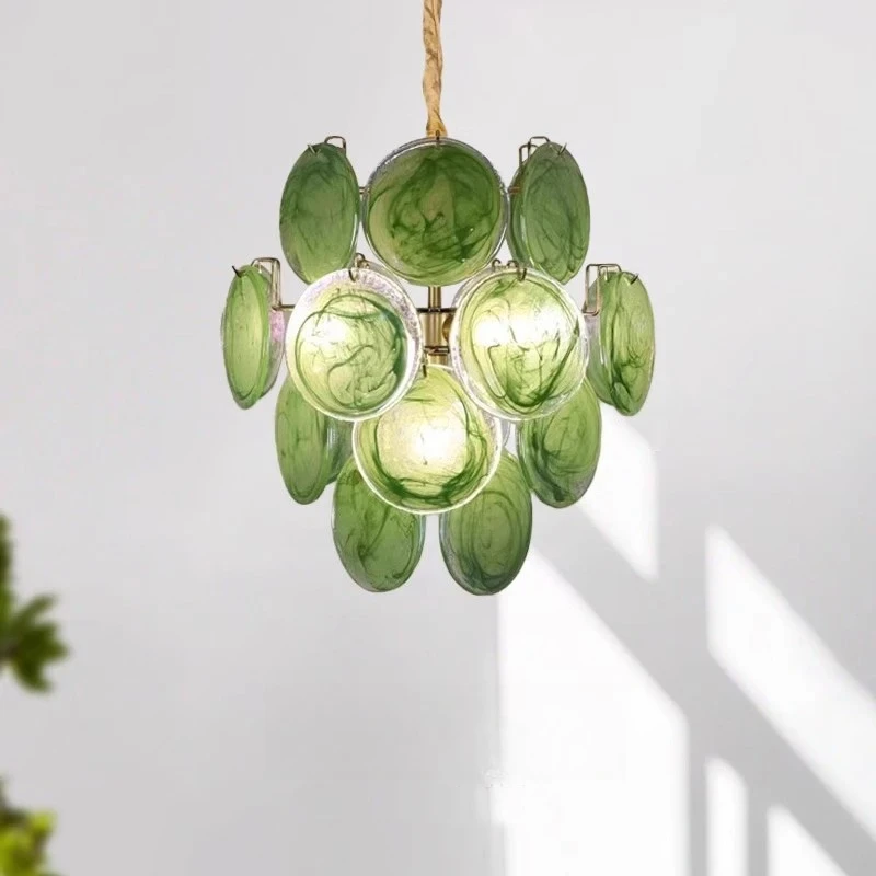 

French Design Luxury Ceiling Chandeliers Vintage Art Glass LED Hanging Lamps Restaurant Living Room Decor Lighting Fixtures