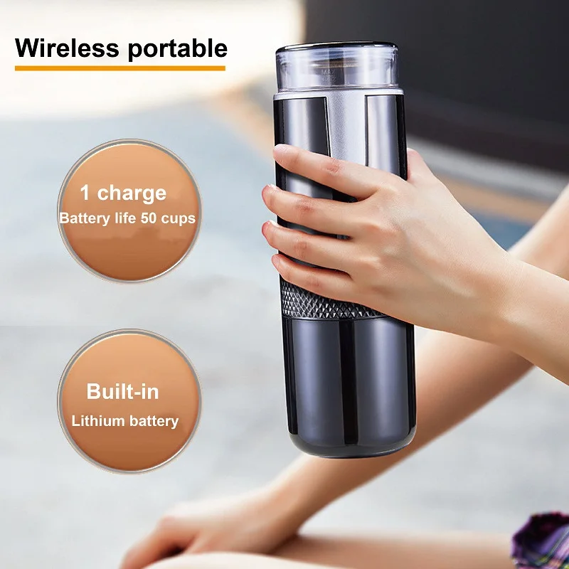 USB Electric Coffee Maker Rechargeable Capsule Coffee Machine Outdoor Travel Coffee Machine Portable Coffee Pot Mini Moka Pot