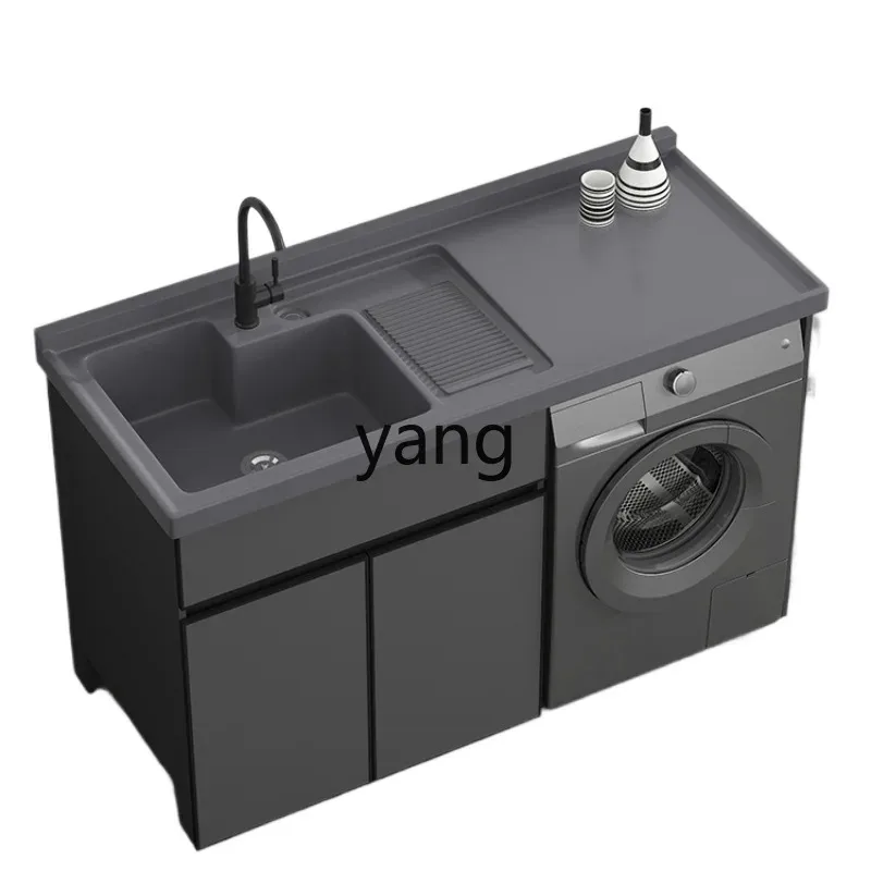 

lmm Balcony Alumimum Wash Wardrobe Drum Washing Machine Combination Laundry Basin with Washboard