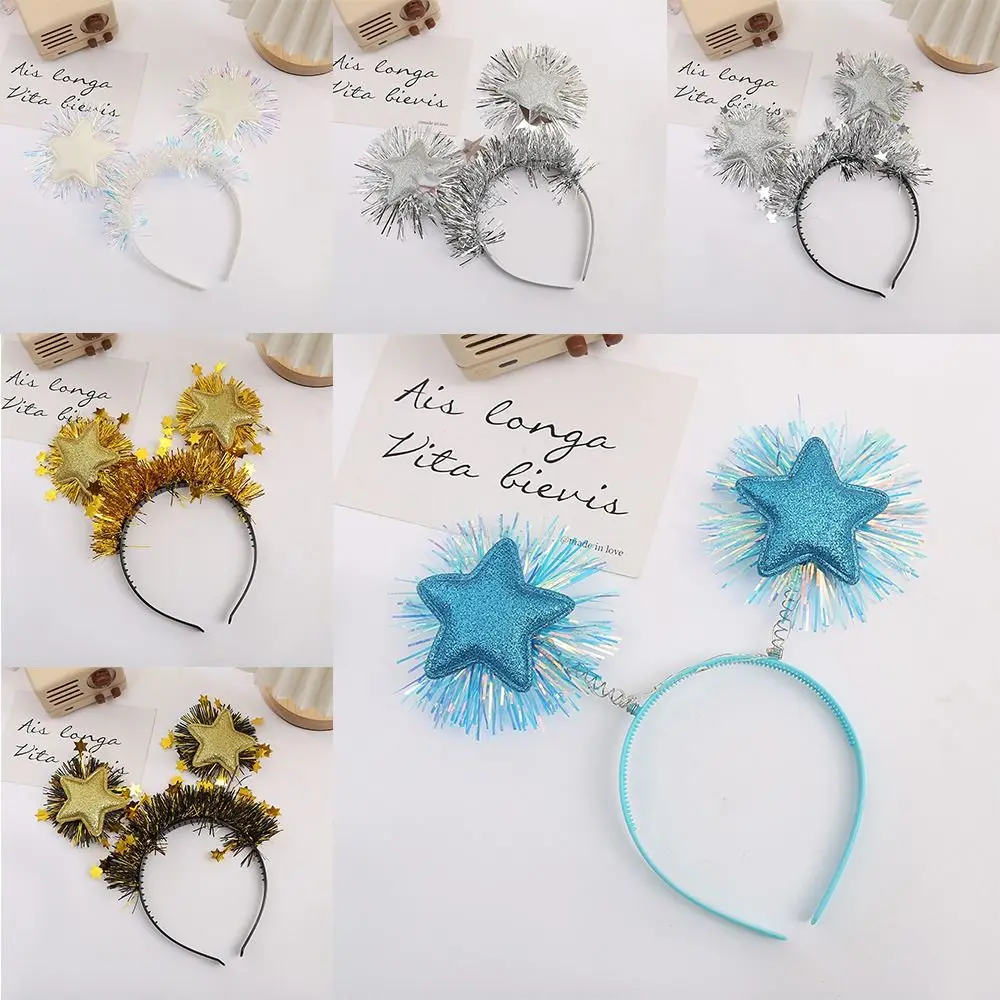 Headdress New Year Headband Gold Silver Glitter Star Sequin Hairhoop Thin Cute Hairband Women Lady Girl Hair Accessory