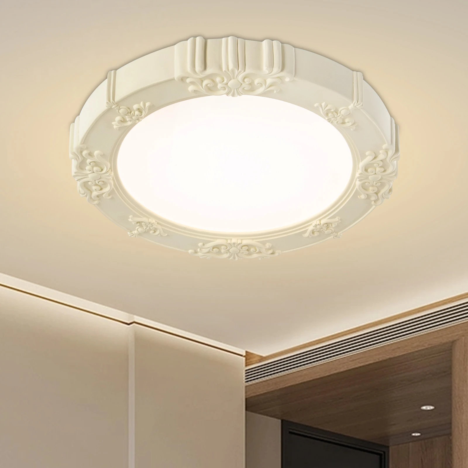 30W Round LED Ceiling Light, Tri-Color Adjustable (3000K-6000K), Modern Flush Mount Fixture for Living Room/Bedroom