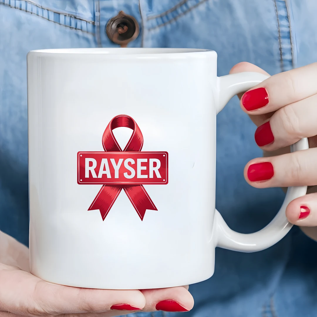 

11oz Mug + RAYSER Red Ribbon Bow Mug Kids Cold & Hot Beverage Cup Christmas Gift Family Office Cup