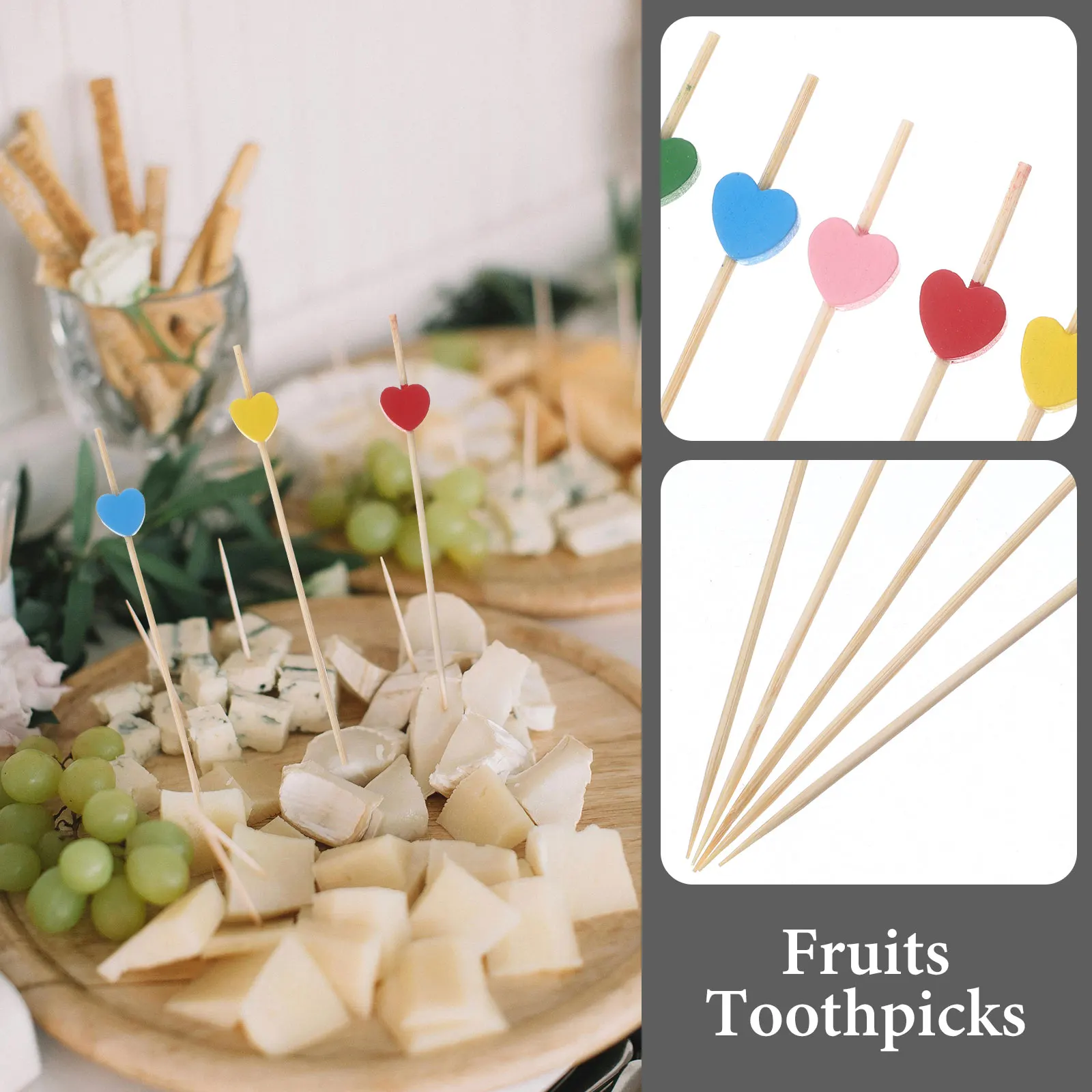

100pcs Bamboo Cocktail Picks Fruit Toothpicks Appetizer Skewers Disposable Food Picks For Sandwiches Desserts Party Supplies