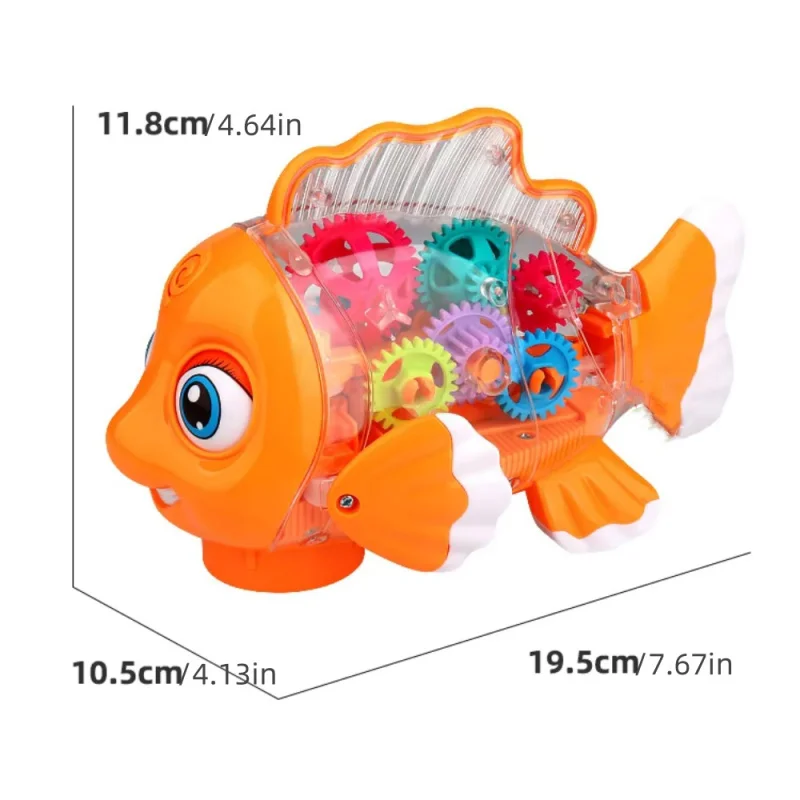 Giocattolo universale per altalena da passeggio Musica elettrica trasparente Luce lampeggiante Giocattolo per bambini Elettrico trasparente Gear Pesce incandescente Giocattoli musicali