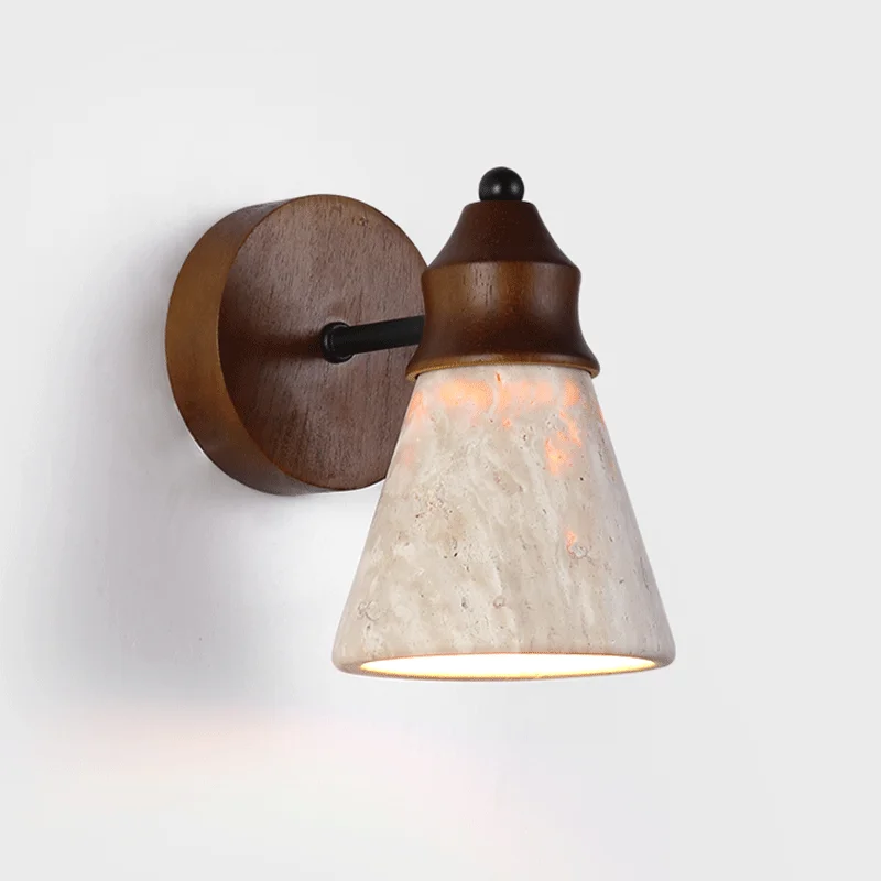 

Natural Stone Room Decor Wall Lamp Classical Wall Lights Bedroom Led Sconce Yellow Travertine Home Decorations Lighting Fixtures