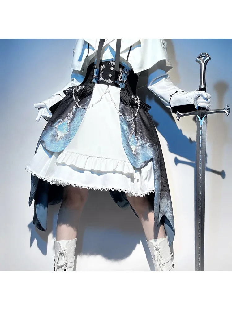 

Original Indigo Lord Lolita College British Handsome Knight Dress Lolita Half Skirt Lolita Set