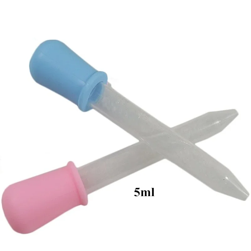 1pc 5ml Small Clear Silicone Plastic Feeding Pipette Dropper for School Lab Supplies Random Color