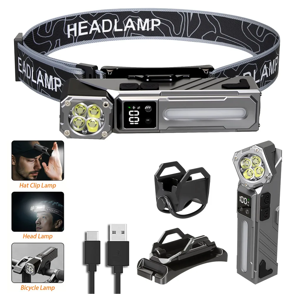 KDULIT 1500LM High Power LED Scheinwerfer COB Kopf Taschenlampe Mit 7500Mah Eingebaute Batterie USB Aufladbare Angeln Camping Laterne Taschenlampe 8