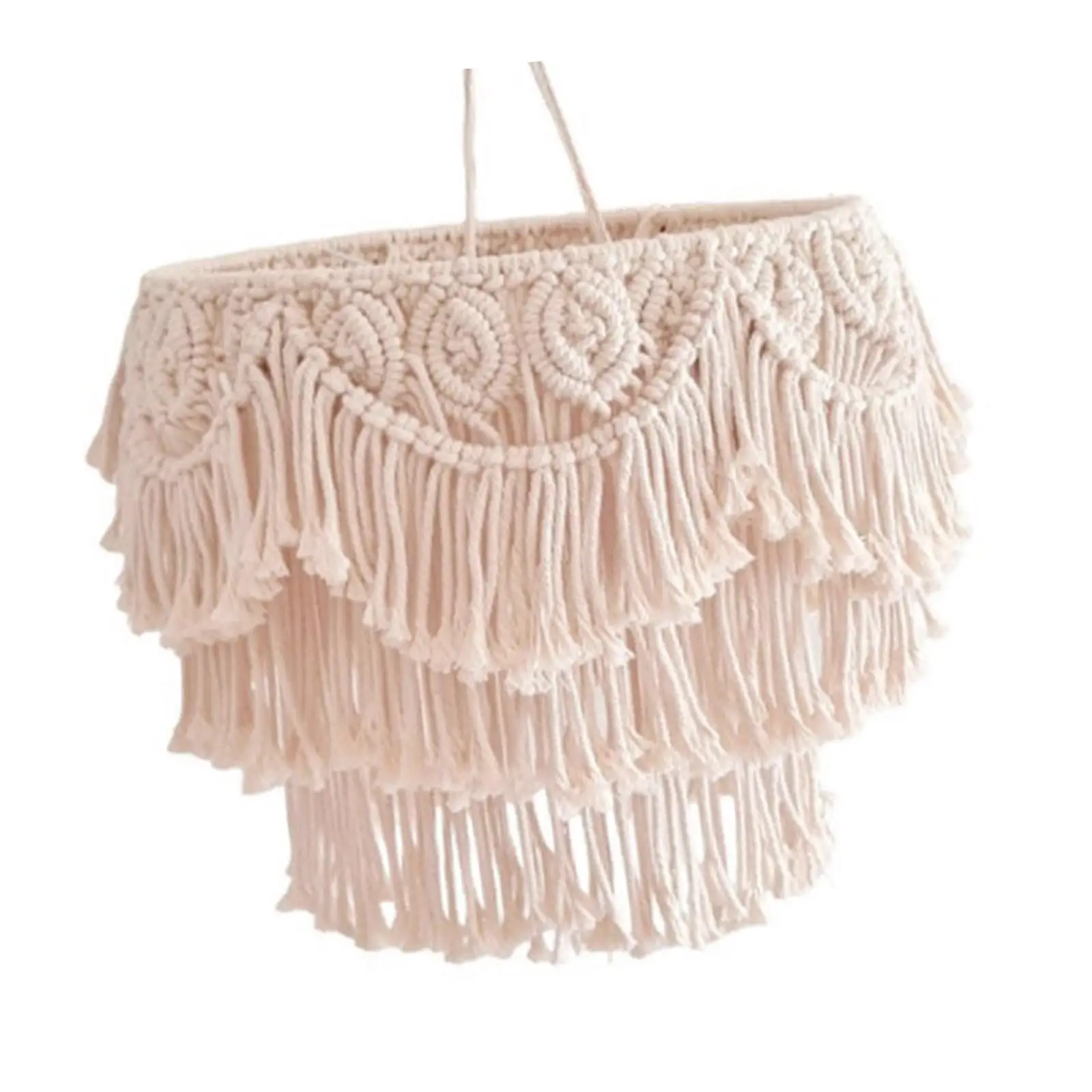 Macrame Lamp Shade Hanging Ceiling Light Shade Handwoven Pendant Light Shade for Apartment Cafe Room Home Decorations