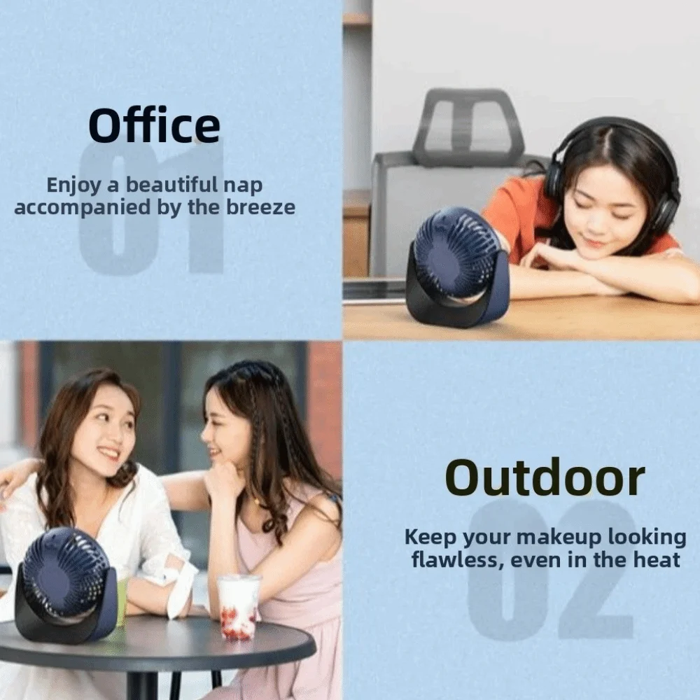 3 Gear Wind Mini Portable Desk Fan Air Turbo Tech 360° Adjustable Handheld Turbo Fan Energy-Saving Mini USB Rechargeable Fan