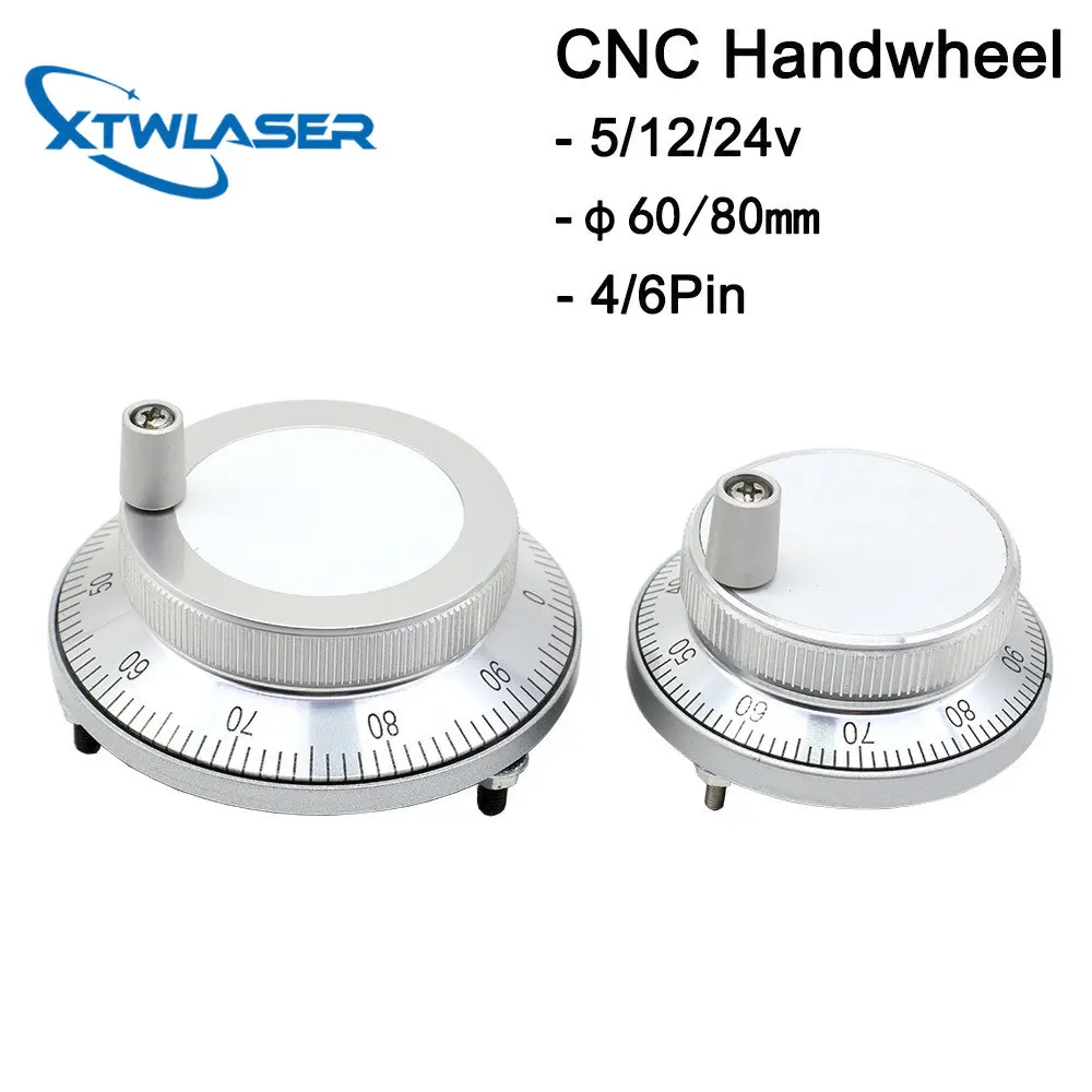 CNC Pulser Handwheel 5V 6pin Pulse 100 Manual Pulse Generator Hand Wheel CNC Machine 60mm 80mm Rotary Encoder