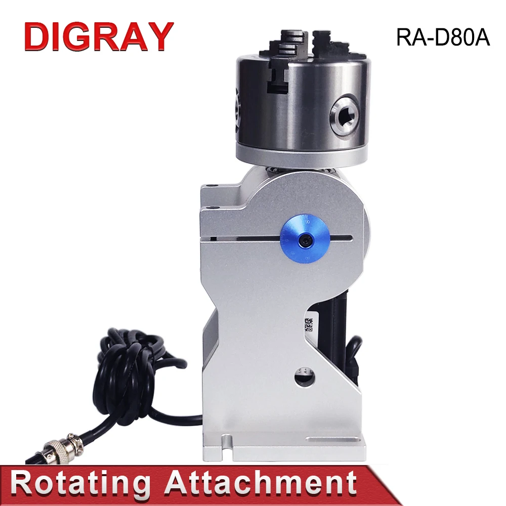 DIGRAY Rotary Attachment Diameter 80mm Device Fixture Gripper Three Chuck Rotary Worktable for Laser Marking Parts Machine