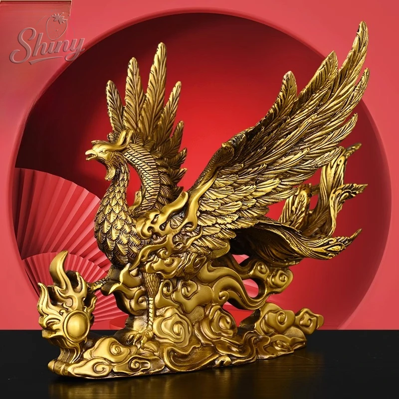 

Full Copper Phoenix Ornament Living Room Housewarming Decorations Phoenix Auspicious Auspicious Decor