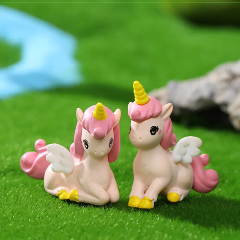 4pc Cute Unicorn Animal Creative Cartoon Figure Ornament Miniature PVC Craft DIY Accessories Decoration