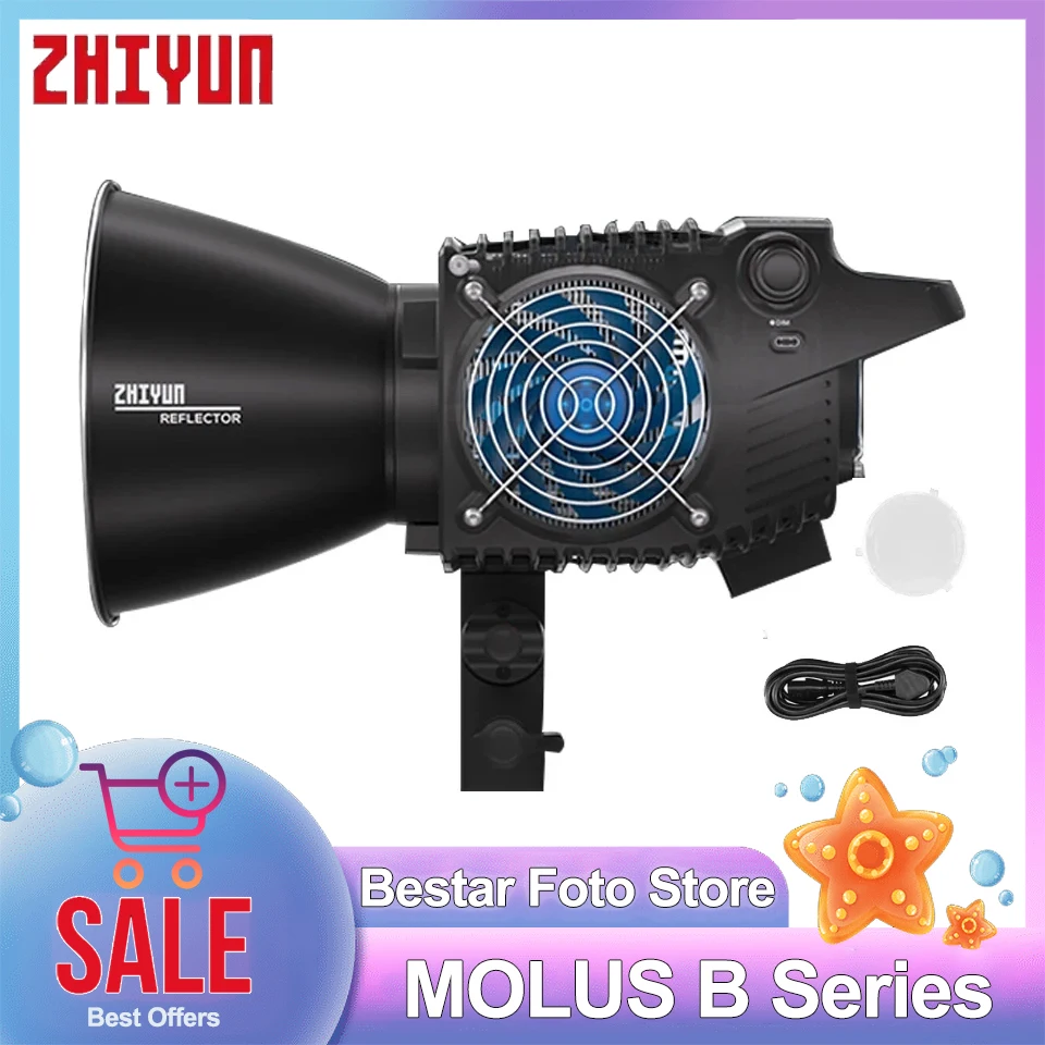 

ZHIYUN MOLUS B100 B200 B300 B500 Bi-color 2700-6500K COB Video Light Bluetooth Mesh Control Built-in 13 Lighting Effects