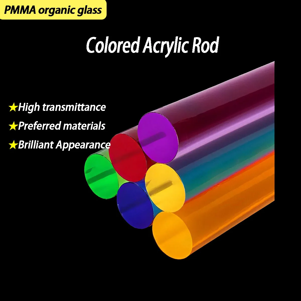

Colored Acrylic Rod, Solid Cylinder, Semi Transparent Organic Glass Rod, Diameter 3-50mm, Customized Processing