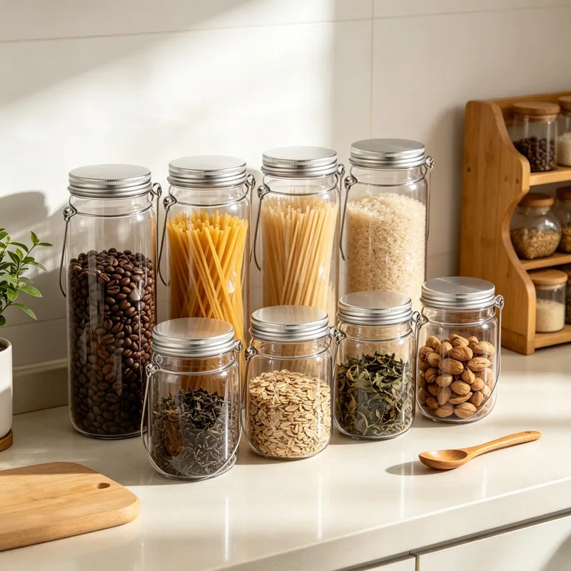 Nordic Decorative Plastic Mason Jars with Hooks 4/8 Set for Bouquet Decorations Compatible with Various Accessories
