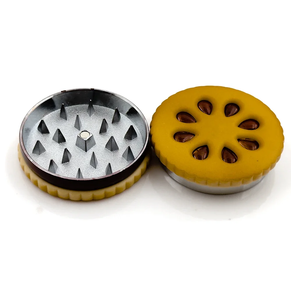 Metal Grinder Cookie Shape 55mm Tabacco Herb Grinder Crusher 2 Layer Dried Flowers Funny Gift for Men